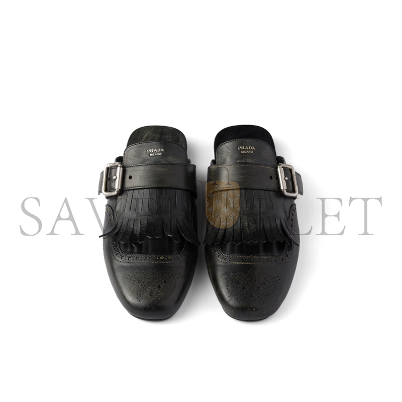 Pra*a shuffle fringed leather mules 1s973n